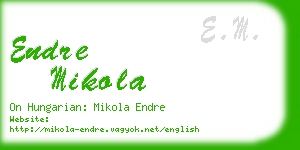endre mikola business card